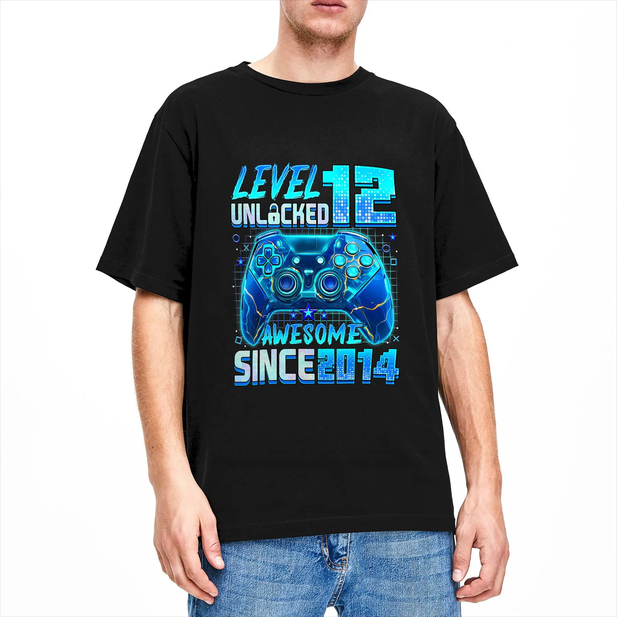 Harajuku T Shirt Summer Level 12 Unlocked Awesome Since 2014 12th Birthday Gaming Novelty T-Shirts  Cotton Tee Shirt for Men
