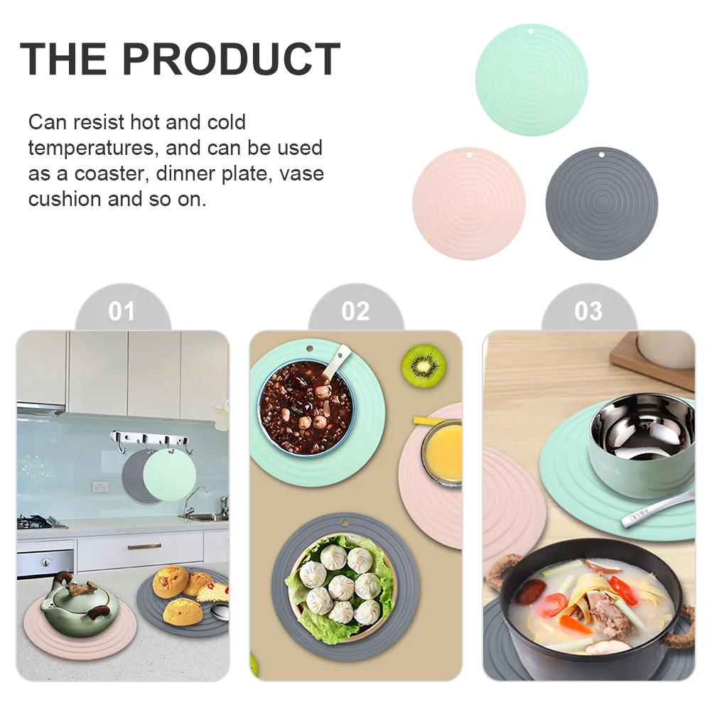 

3 Pcs Silicone Heat Insulation Pad Modern Pot Place Mats for Pots Floor Casserole Table Silica Gel