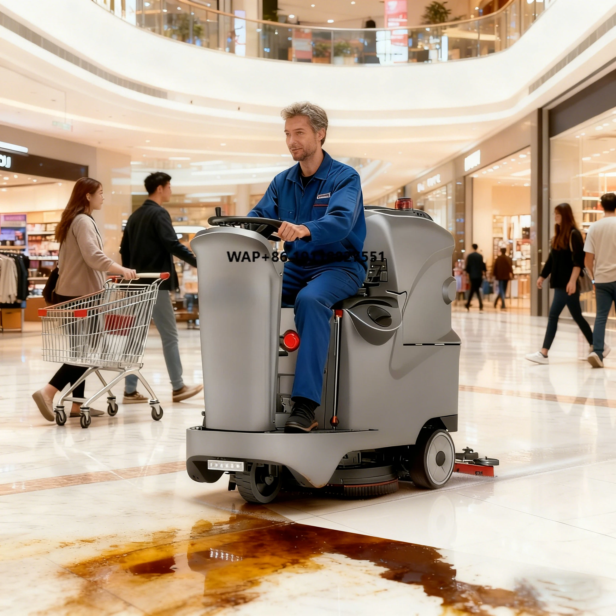 

CleanHorse X4 Electric Powered 550W High-power Motor Single Brush Cleaning Ride-on Floor Scrubber for Cleaning Food-grade Floor