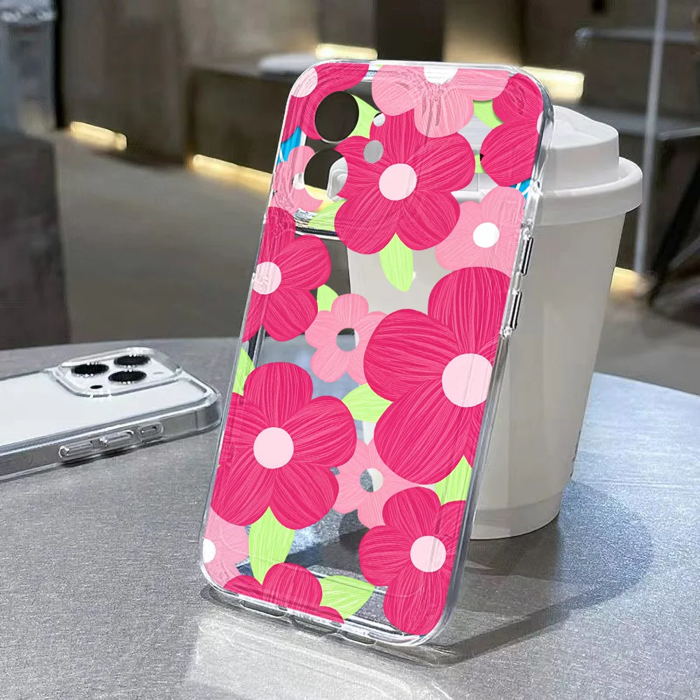 For iPhone 17 Pro Max Flower Phone Case For iPhone 16 15 13 11 12 14 Pro Max 7 8 Plus 16e Air XS XR SE Shockproof Soft Cover
