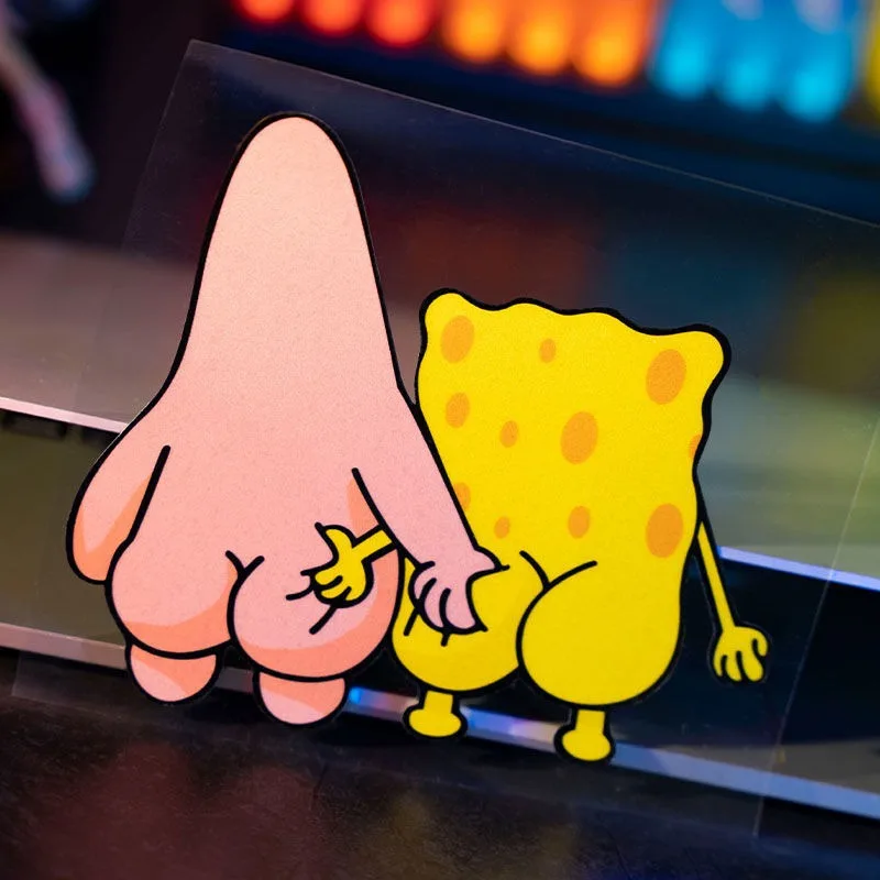 

Kawaii SpongeBob SquarePants Car Stickers Cartoon Personalized Creative Electric Car Stickers Window Decoration