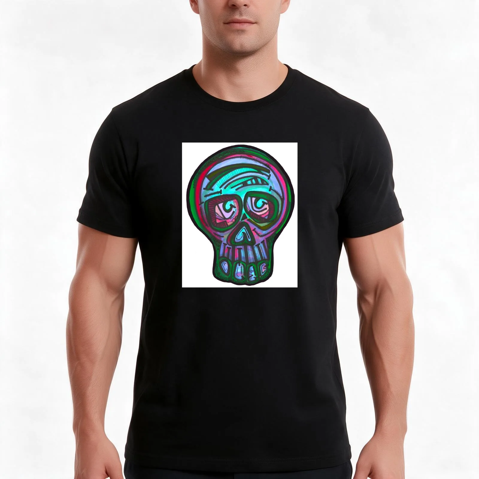 Thoughtful solo green skull T-Shirt Summer Casual Cotton Tee Oversized Streetwear Tops Vintage Graphic Print 100% Cotton