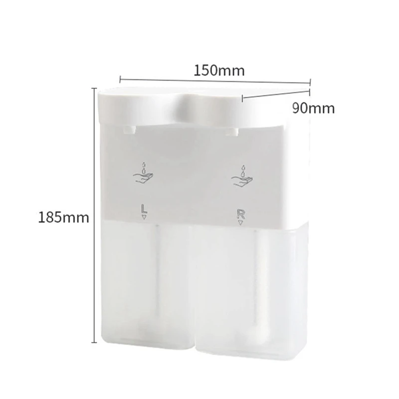 N09R-300ML Dispenser automatico di sapone doppio con sensore Dispenser di sapone con ricarica USB Supporto a parete regolabile a 3 livelli per il bagno