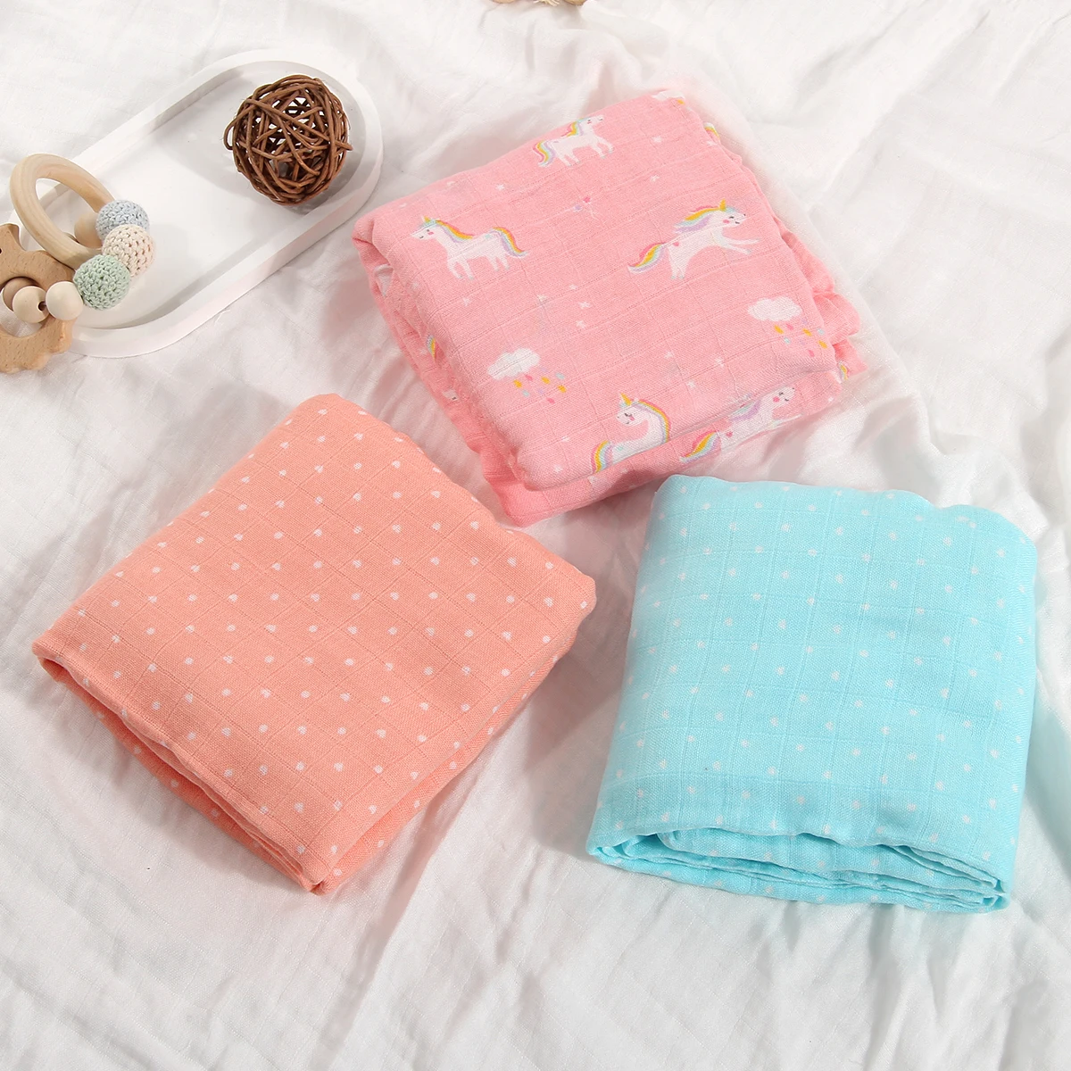 

Newborn Muslin Receiving Blanket Baby Swaddle Colorful Dots Babies Bedding Gauze Blankets Cotton Thin Blankets Mother Kids