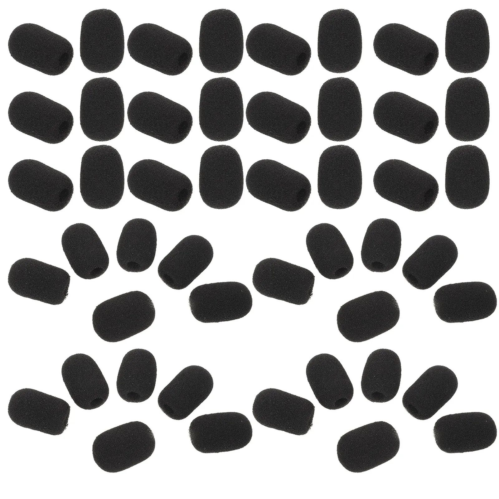 

60pcs Microphone Foam Cover Black Mini Size For Lavalier Mic Windproof Noise Reduction Universal Fit Lightweight Replacement
