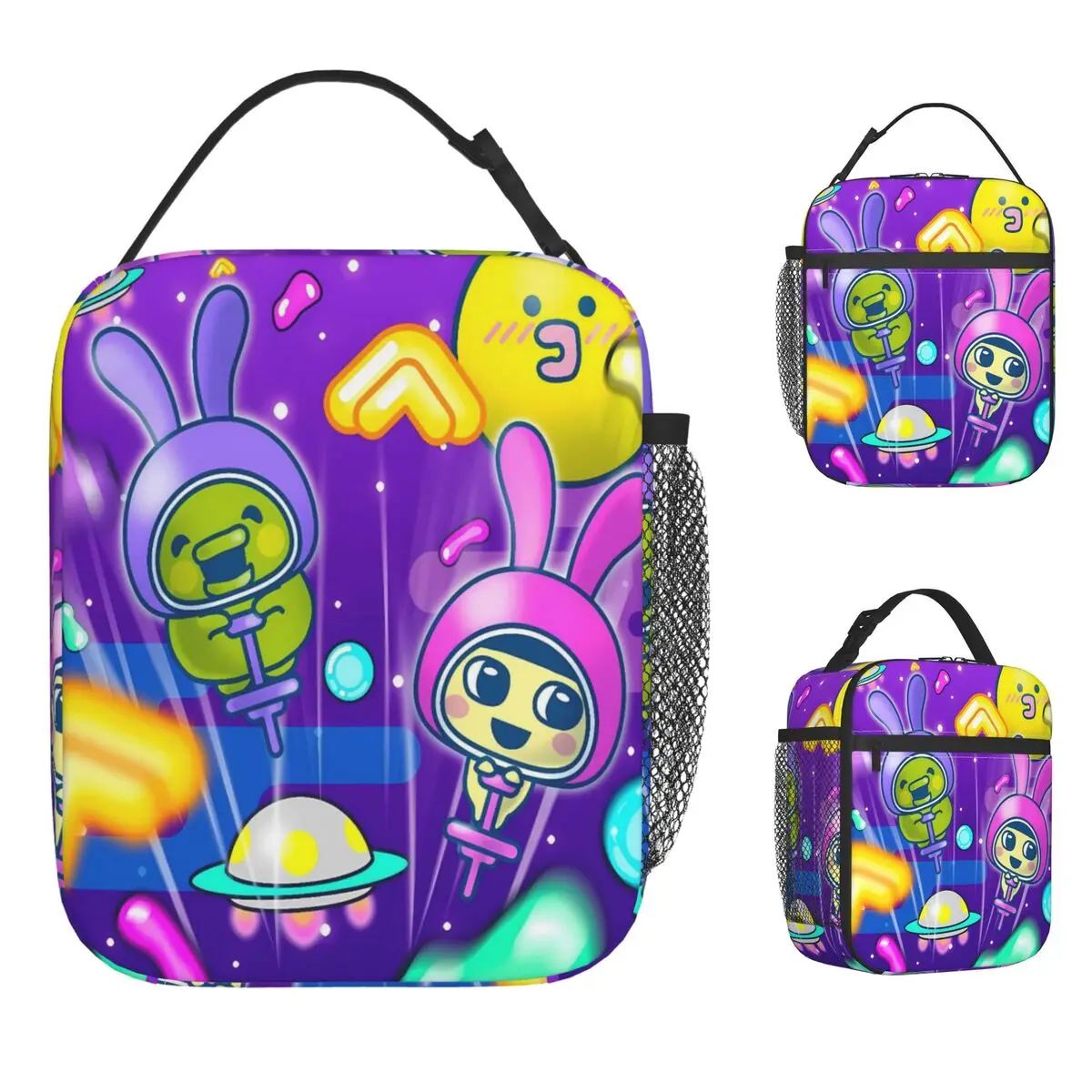 Tamagotchis Digital Pet Lunch Bag Vintage Lunch Box For Women School Portable Zipper Cooler Bag Oxford Thermal Tote Handbags