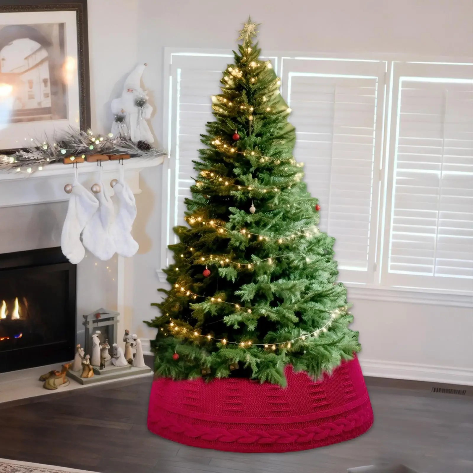 

Современная юбка для рождественской елки, прочный складной воротник для елки, крытая базовая крышка, многоразовое украшение для праздничного домашнего декора