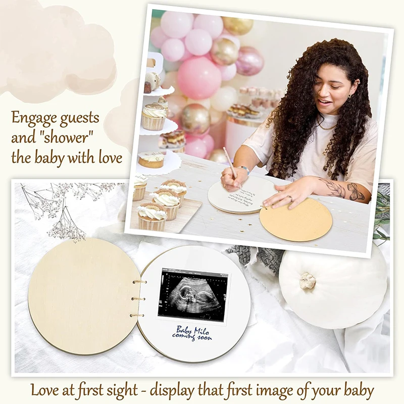 Baby Shower Guest Book Wooden Guest Book Sign Keepsake Adult Kids Birthday Party Supplies Wedding Welcome Baby Decoration