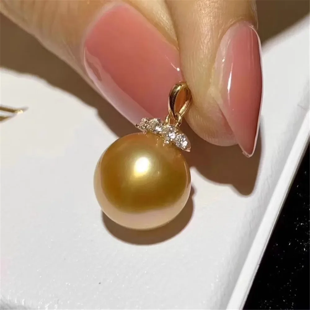 

DIY Pearl Accessories G18K Gold Pendant Empty Holder Versatile Pearl Necklace Pendant Holder Women's 9-12mm Round G069