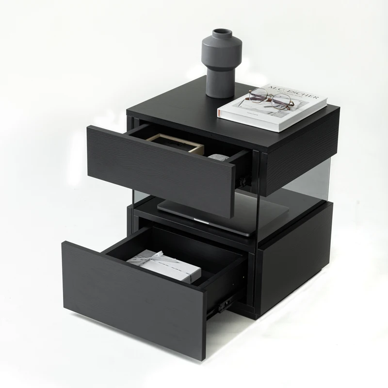 

Italian minimalist suspended bedside table Nordic wind Simple modern bedroom storage cabinet