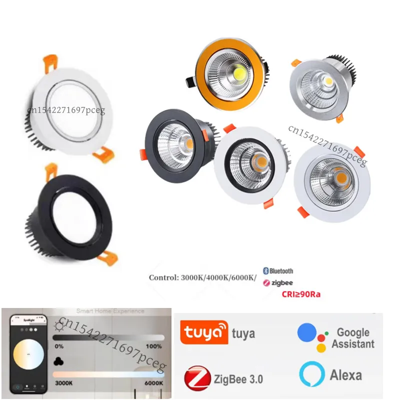 Zigbee3.0 Embedded LED Downlight Angle adjustable COB ceiling light spotlights 7W/10W/W12W/18Wrotating AC85-260V indoor lighti