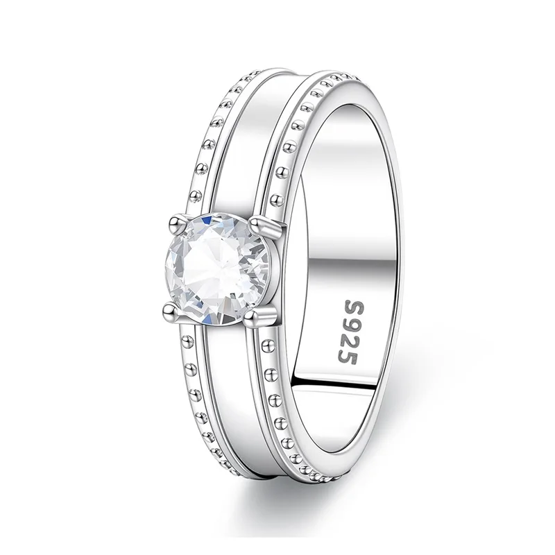 

925 Sterling Silver Geometric Square Diamond Ring Sparkling CZ Zircon For Men Fine Birthday Cool Anniversary Jewelry Gifts