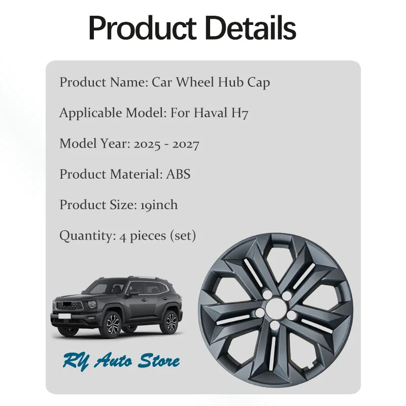 Car Wheel Hub Cap For Haval H7 H-Dog Dargo X 2025-2027 19inch Matte/Glossy Black Decorative Wheel Tire Modification Guard Covers