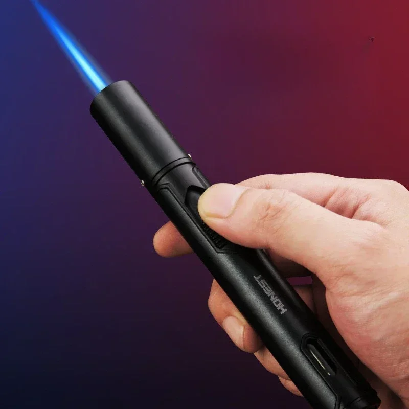HONEST Windproof Metal Lighter Torch Refillable Pen Lighter Jet Flame Butane Gas Lighter Kitchen BBQ Camping Men\'s Gadgets Gift