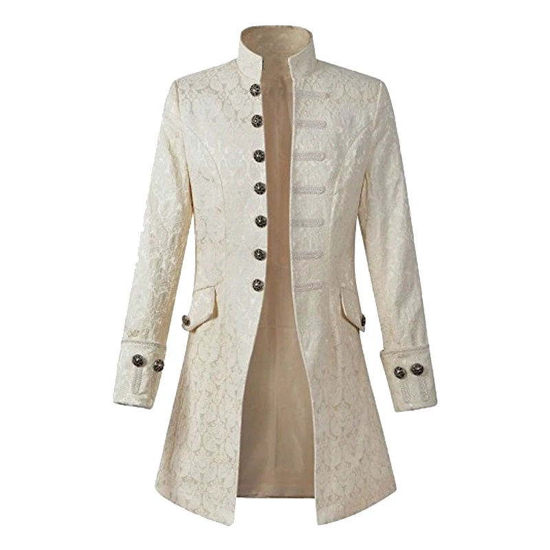 

White Middle Ages Prince Punk Steampunk Jacket Halloween Cosplay Vintage Medieval Tuxedo Renaissance men's Costumes Outfit