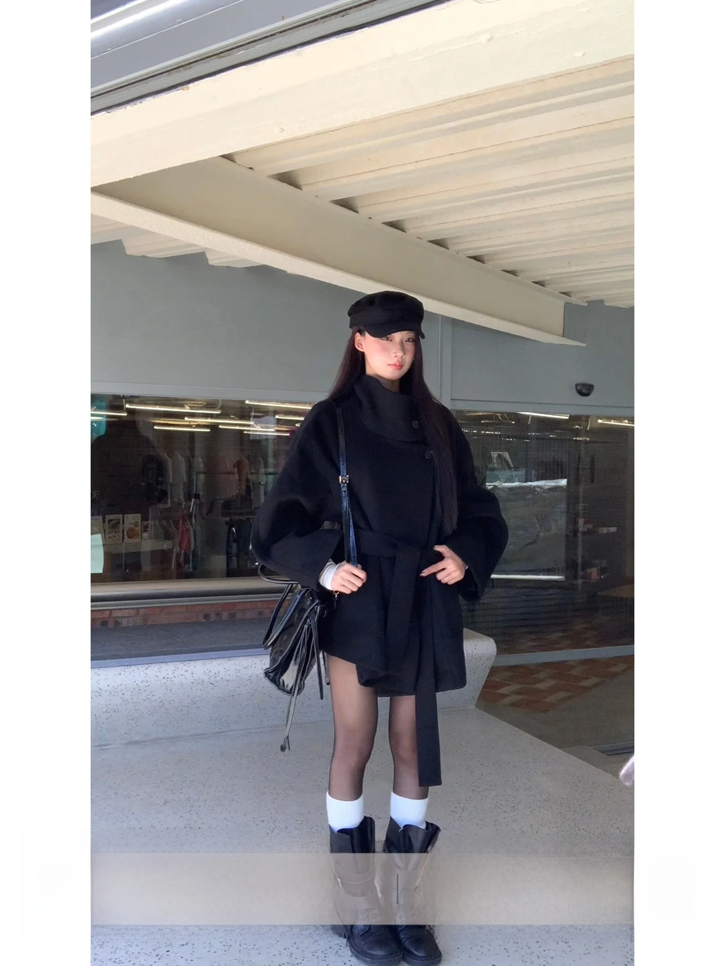 

Red Celebri Woolen Coat Women's ort Bla Wool Blend Outerwear Unique Sli Winter Commute Faion Youth Size