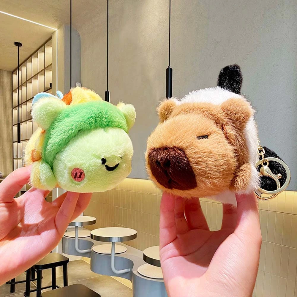 Flip Toy Capybara Plush Keychain Hanging Accessories Capybara Cartoon Stuffed Doll Keyring Animals Guinea Pig Pendant Unisex