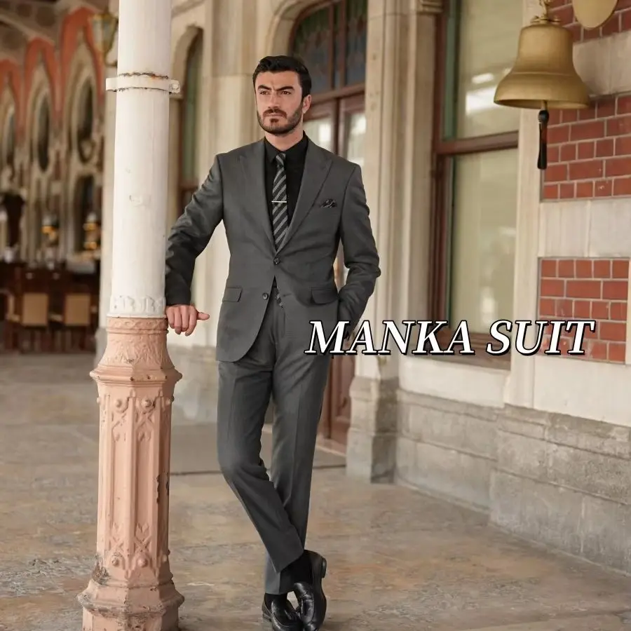 

Двубортный костюм из 25% шерсти с пиковыми лацканами, элегантный мужской костюм из 2 предметов, пиджак, брюки, мужская одежда, деловые мужские костюмы для вечеринок