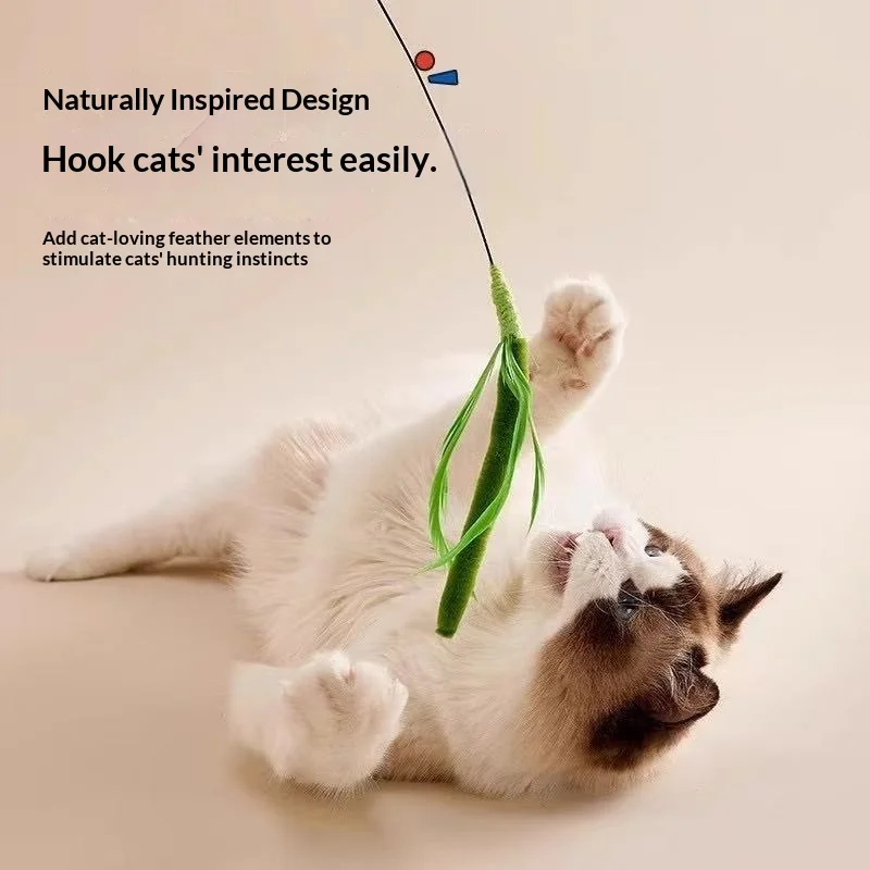 Paw Foxtail Cat Teaser Wand Long Rod Bite Resistant Scratch Resistant Flexible Wire Handheld Self Amusement Cat Toy Pet Supplies