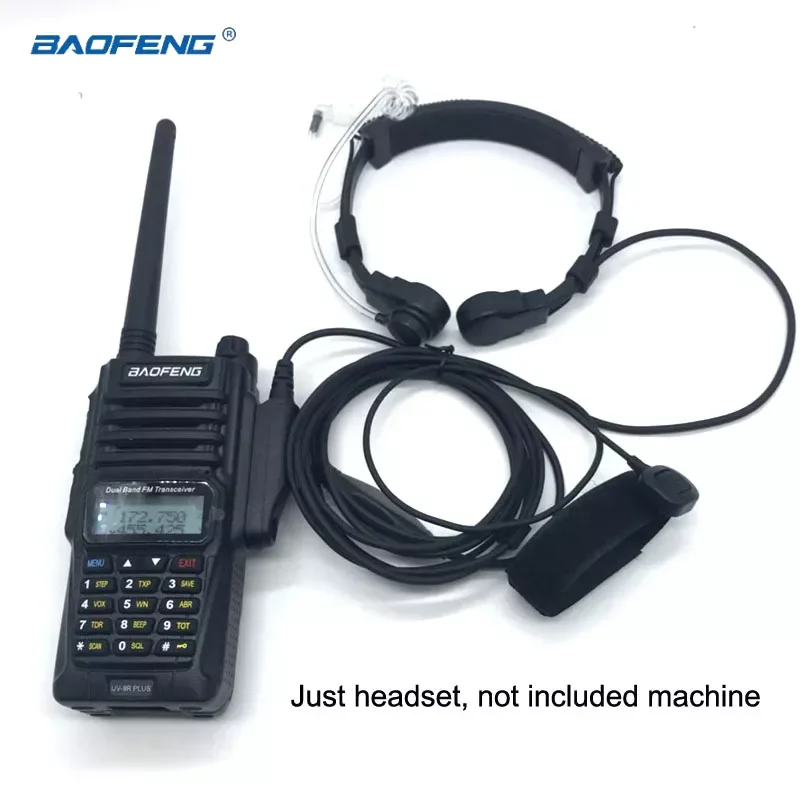 Baofeng-microfone de Garganta Flexível com Microfone Ptt Dedo Auricular Tubo de ar Uv-xr Gt3wp Acessórios Baofeng Uv-9r Plus Pro