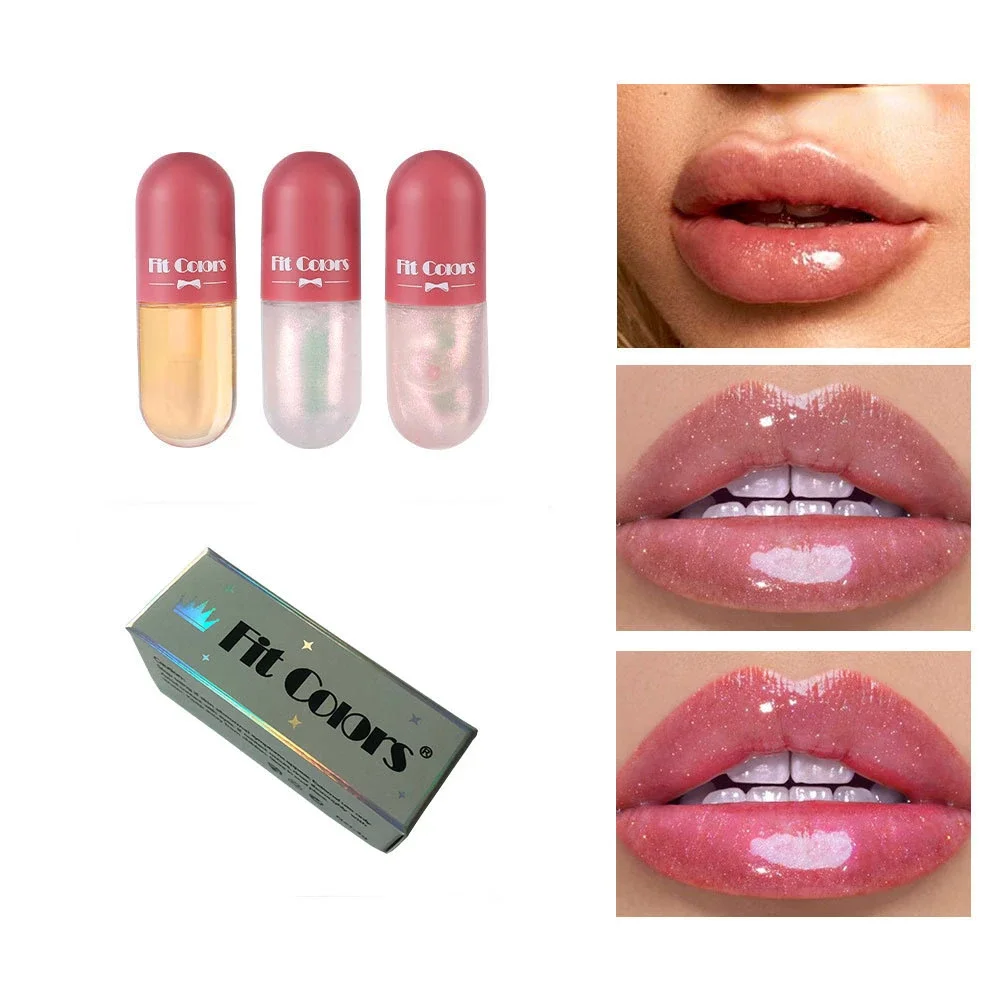 Minicápsula de aceite para labios, brillo de labios duradero, hidratante, decoloración transparente, brillo de labios