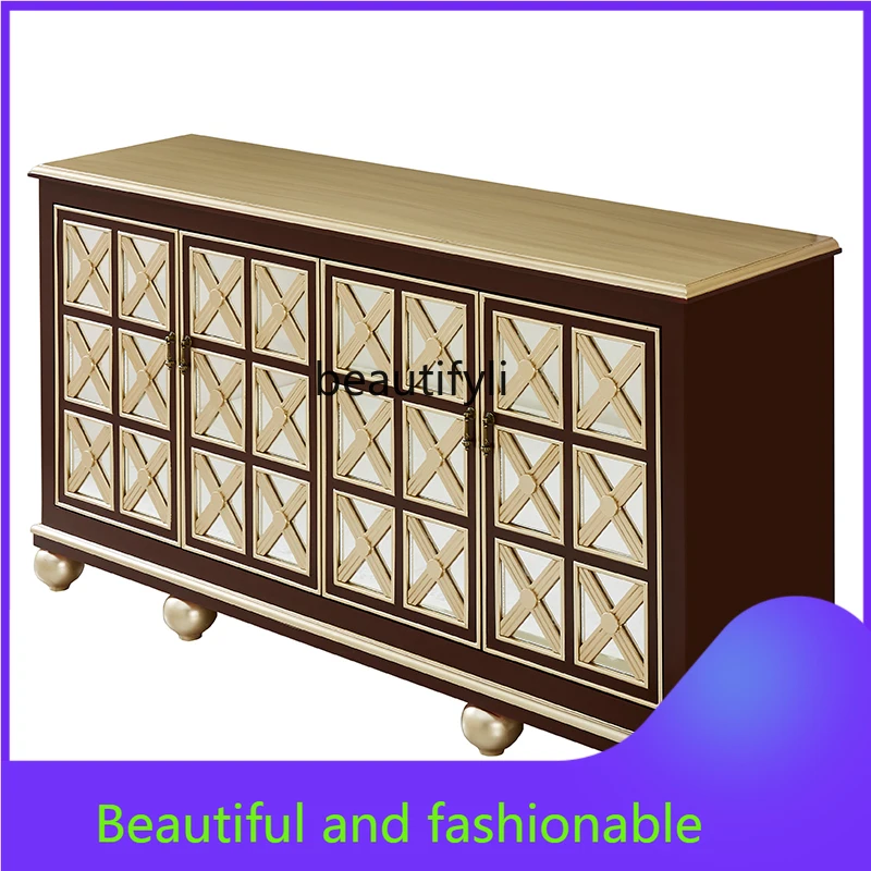 American-Style Retro Solid Wood Entrance Cabinet Living Room Wall Locker European-Style Corridor Shoe Cabinet