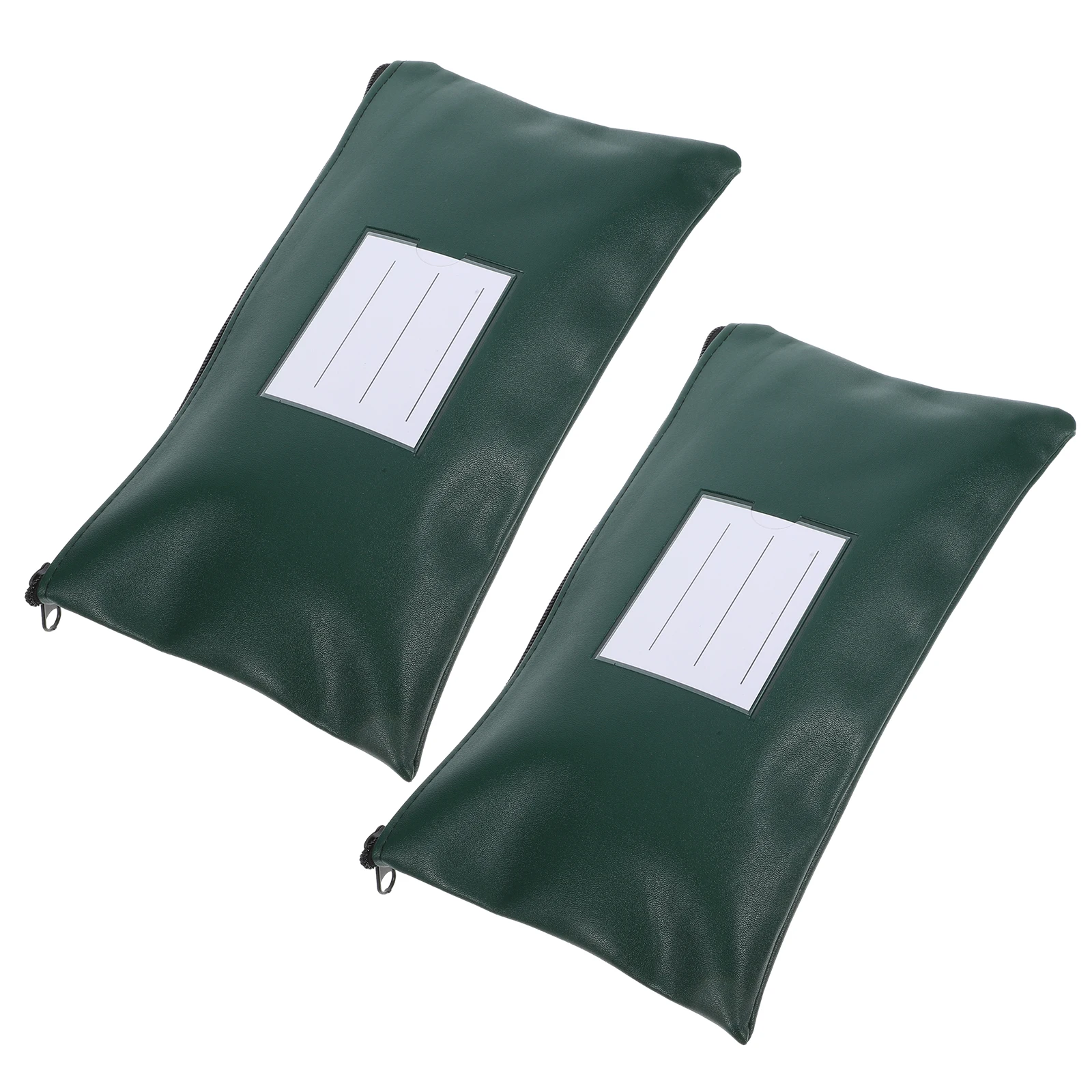 

2 Pcs Ticket Bag Stationery Zipper Pouch File Storage Reusable Pouches Bags Green