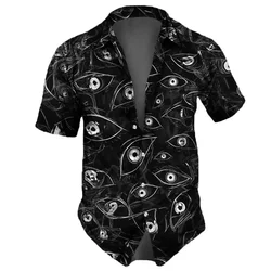 Vintage Men Shirts Harajuku Clothing 3d Eye Print Short Sleeve Tops Streetwear Everyday Oversized Summer Apparel For Male Shirt