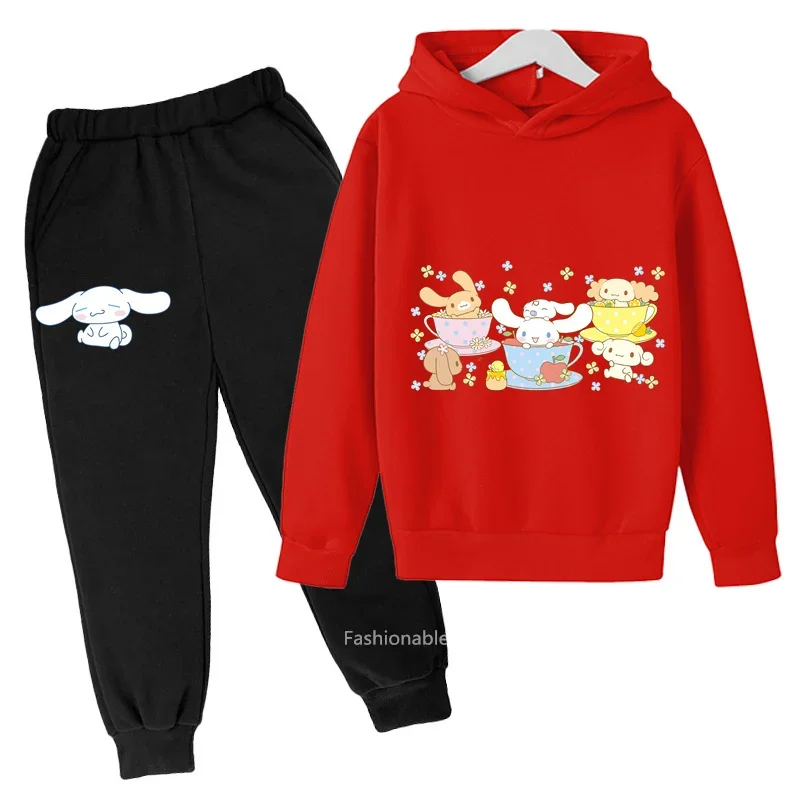 

New Cinnamonroll Print Hoodie + Pants Combo Child Autumn/Spring Cotton Hoodie Boy Girl Casual Outing Korean Vogue