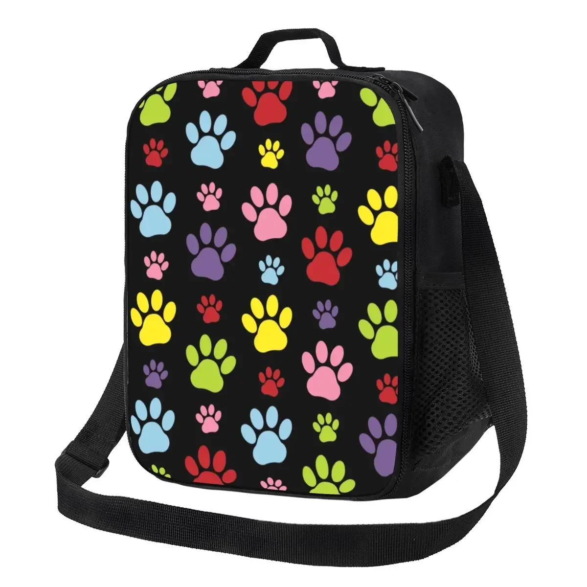 

Colorful Paws Pattern Insulated Lunch Bags for Dog Paw Prints Pet Resuable Cooler Thermal Food Bento Box Work School Travel