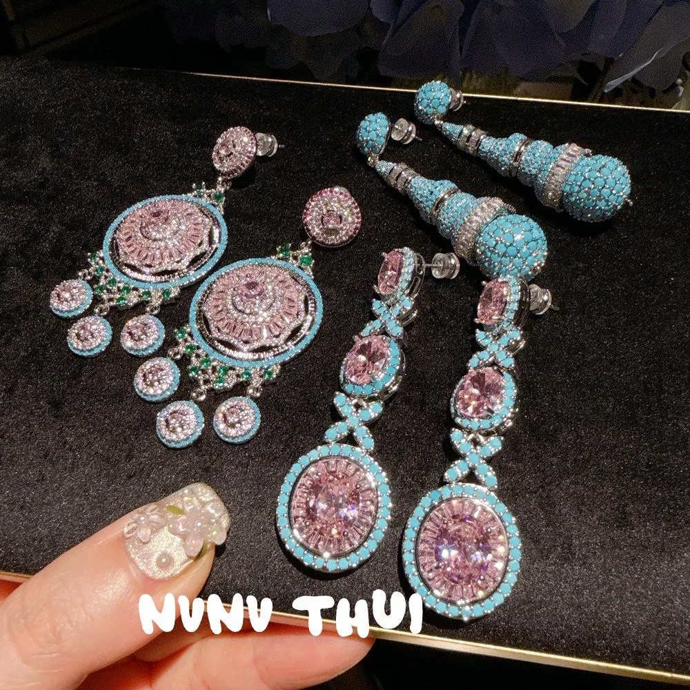 

Женские серьги-капли с королевским синим бриллиантом, модные ювелирные изделия, манжеты для ушей, стильный аксессуар