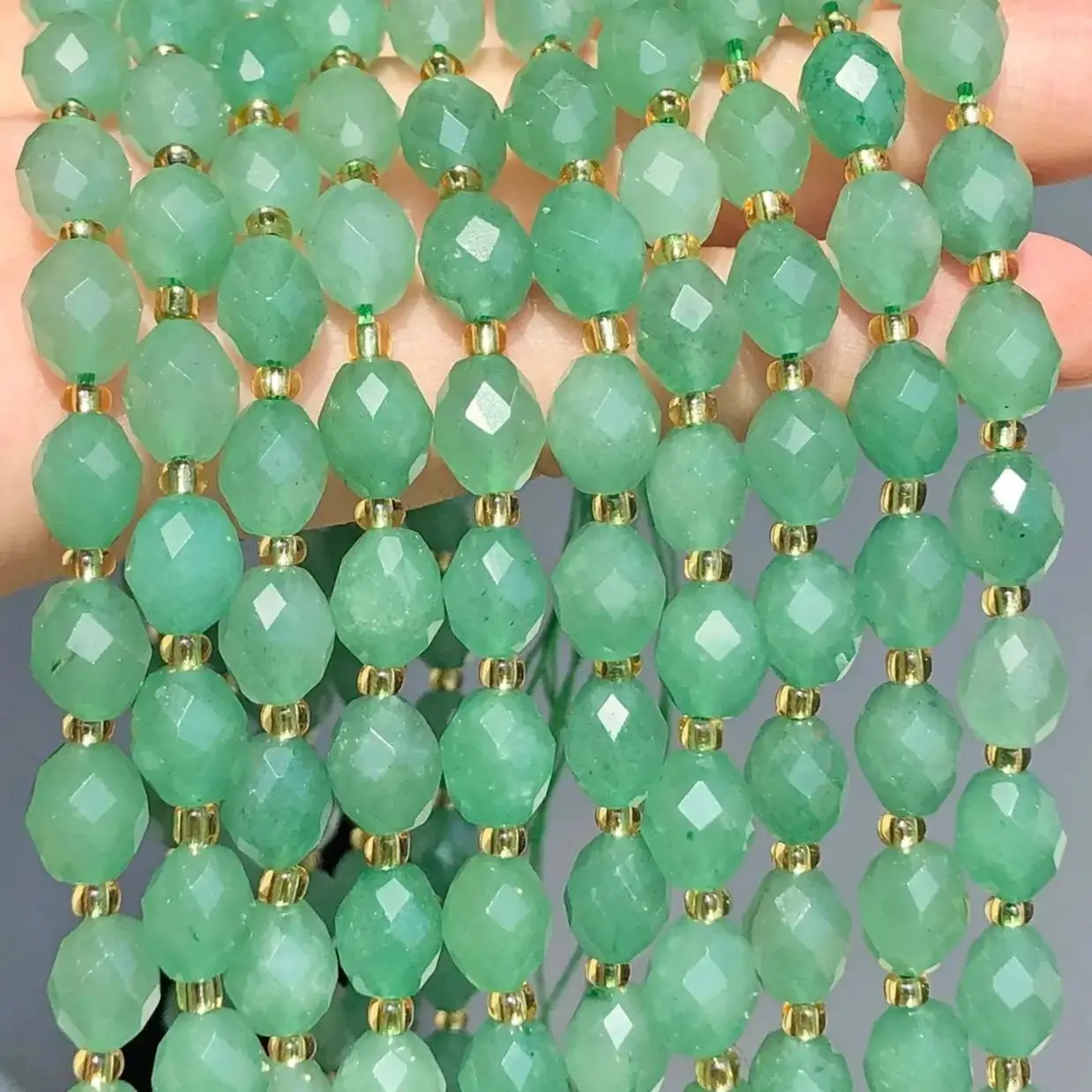 8x7 مللي متر الأوجه البيضاوي حجر الخرز الطبيعي الأخضر افينتورين خرزة مباعدة لصنع المجوهرات سوار ذاتي الصنع إكسسوارات عقد 7.5''