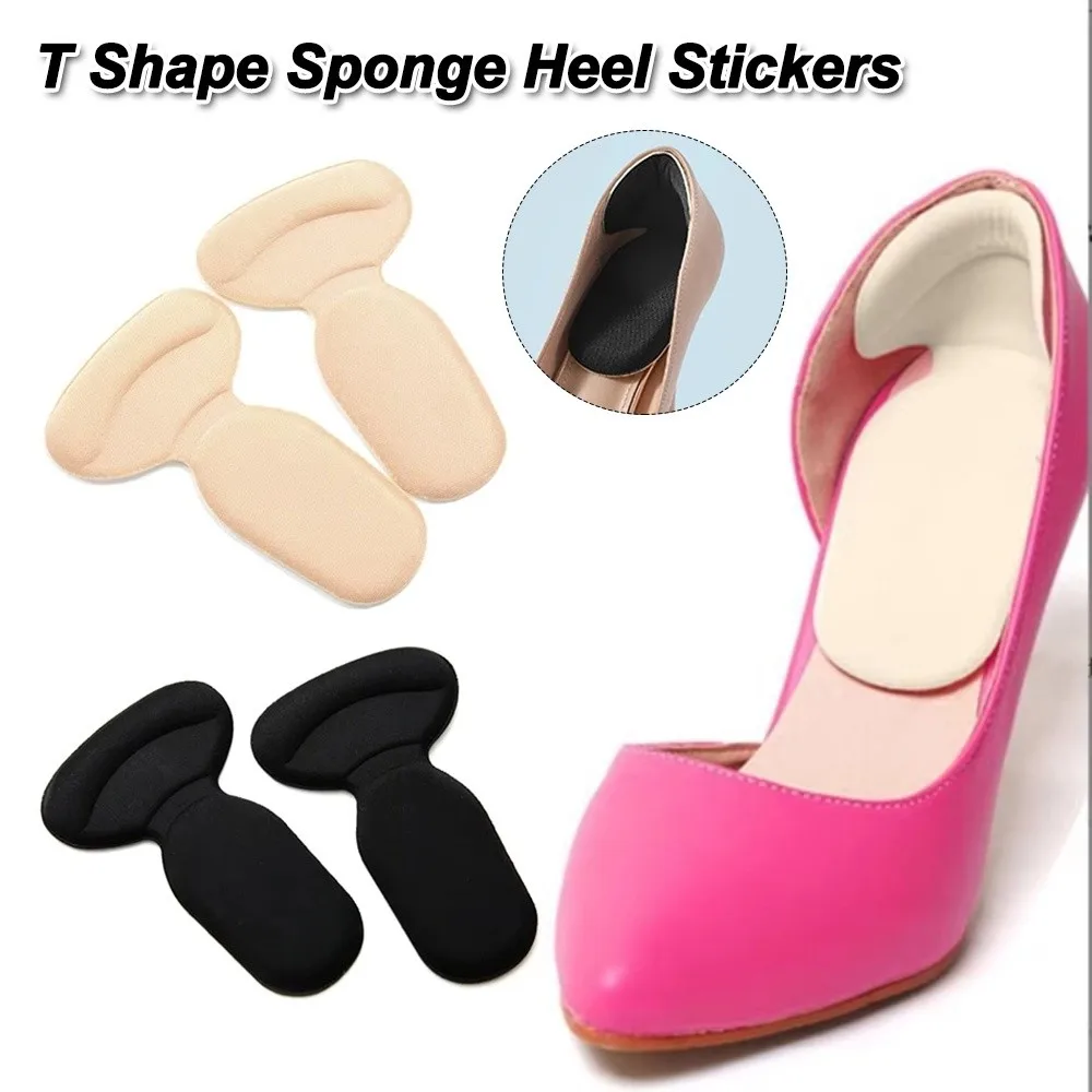 New T Shape Foot Heel Pad Large Shoes to Small Non Slip Silicone Insert Insole Antiwear Elastic High Heels Inserts Women Shoes