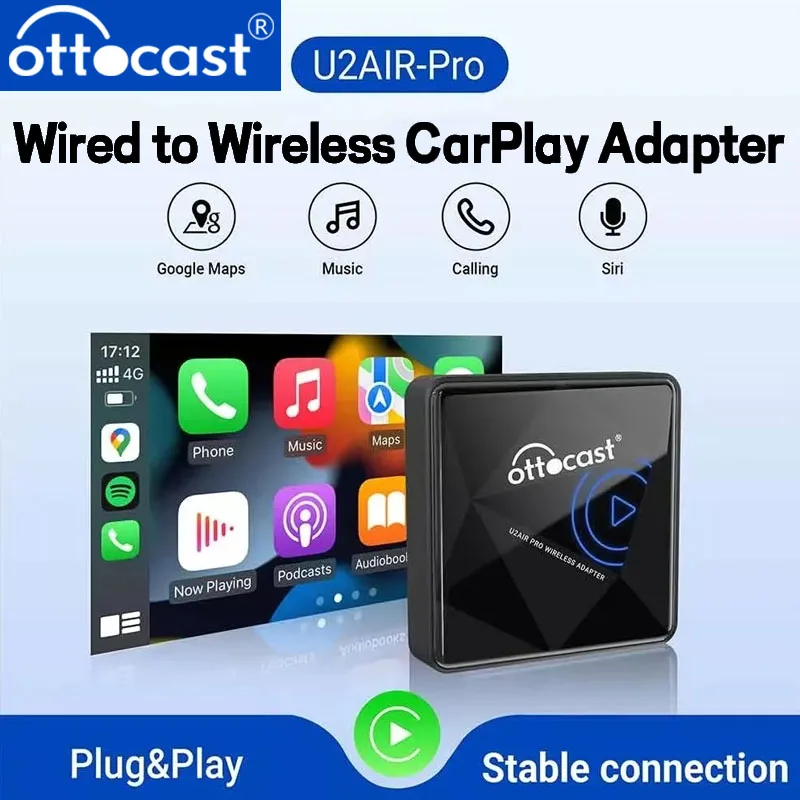 

OTTOCAST U2 Air PRO Wireless CarPlay Adapter Dongle Support for iPhone Car Accessories for Chevrolet Lexus VW Ford Kia Benz