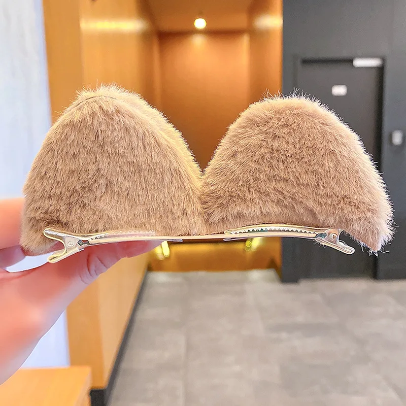 2 Teile/satz Mädchen Nette Feste Katze Ohr Flusen Haar Clips Koreanische Cartoon Tier Ohren Haarnadeln Barrettes Kinder Kopfbedeckungen Haar Zubehör – Detail 8