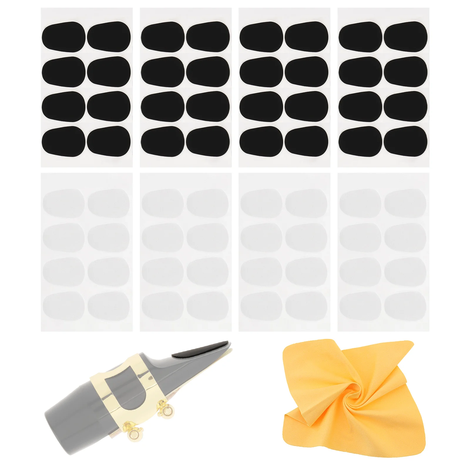 64 Uds. Cojines de boquilla de 0,8mm y 0,5mm de espesor para entusiastas principiantes de clarinete de saxofón Alto/Tenor, almohadillas de boquilla ovaladas de silicona