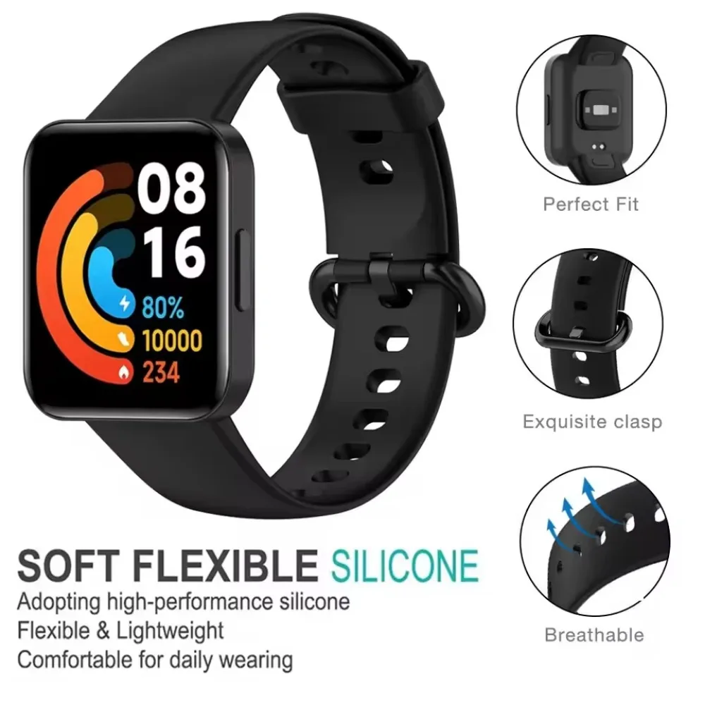 Correa de silicona suave para Xiaomi Watch 2 Lite, cómoda pulsera con hebilla de acero inoxidable para accesorios Redmi Watch 2 Lite