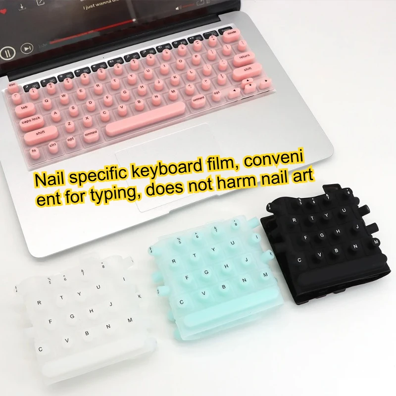 

Portable Silicone Laptop Keyboard Film for Apple Mac Notebook Computer, Convenient for Long Nails Typing. Pressable Nail Keycaps