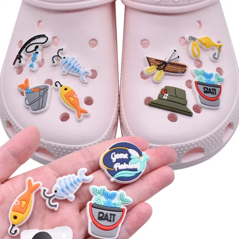 1pcs Pins for Crocs Charms Shoes Accessories Fishing Sport Decoration Jeans Women Sandals Buckle Kids Favors Men Badges