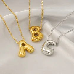 18k Stainless Steel 26 Initial Letter Balloon Bubble Necklace for Women Personalized Jewelry Gift Wholesales