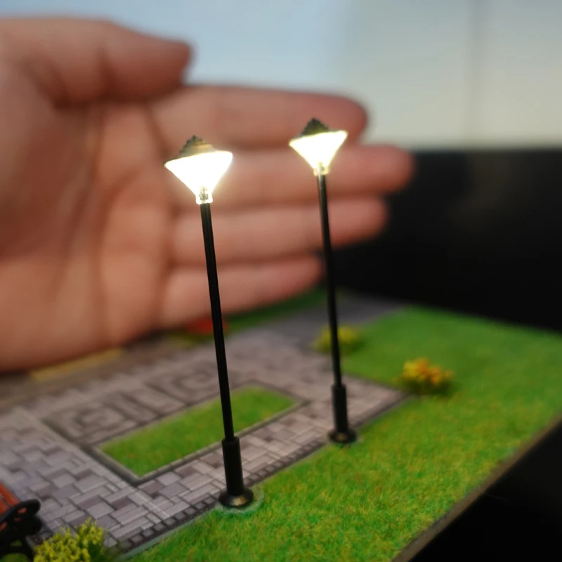 Lampadaire de parc à LED, lampadaire de chemin de fer modèle N, lampadaire de cour, disposition de train, lampadaire exécutif, 3V, 3 pièces, échelle