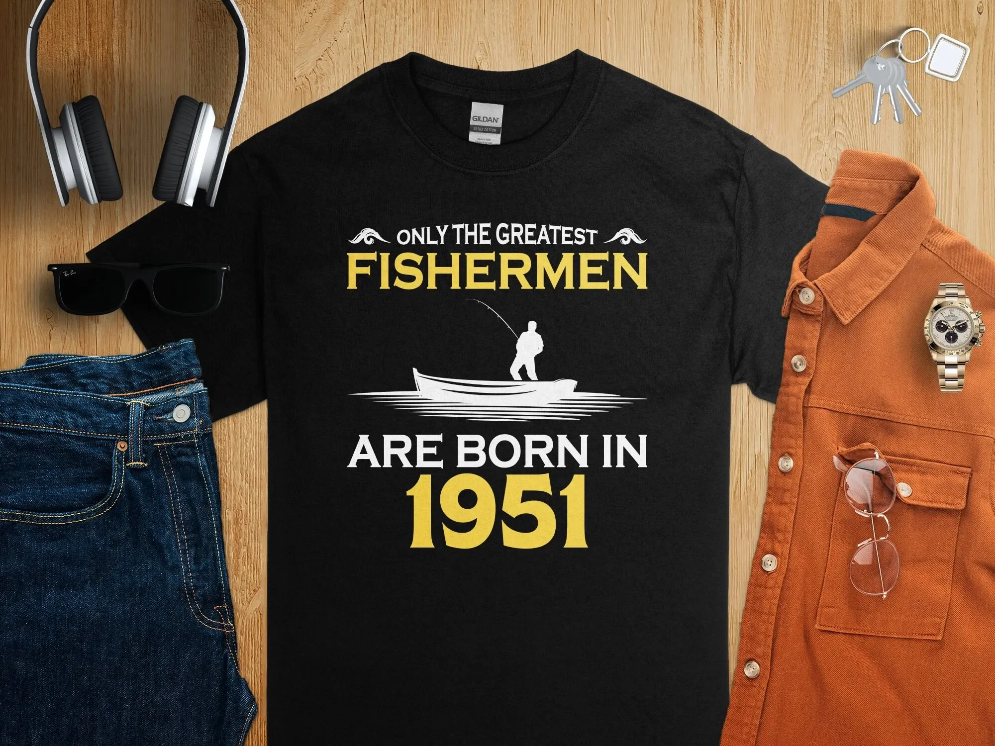 Vintage 1951 Birthday T Shirt Unique Fishermen Classic Fishing Boat Retro Enthusiast Apparel