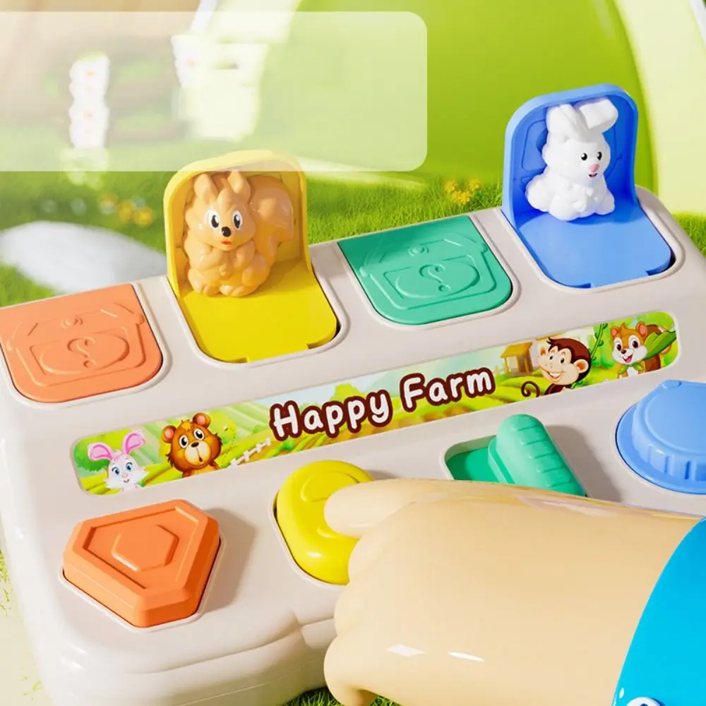 Montessori Peekaboo Switch Box Cartoon Animals Colorful Interactive Animal Toy Box Giraffe Button Pop-up Animals Toy Kids Gifts