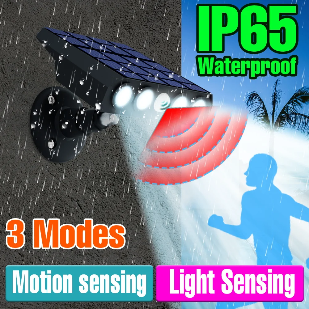 

Solar LED Street Lamps Outdoor Waterproof Exterior Wall Lamp PIR Motion Sensor Spotlight Garden Garage Courtyard Lighting