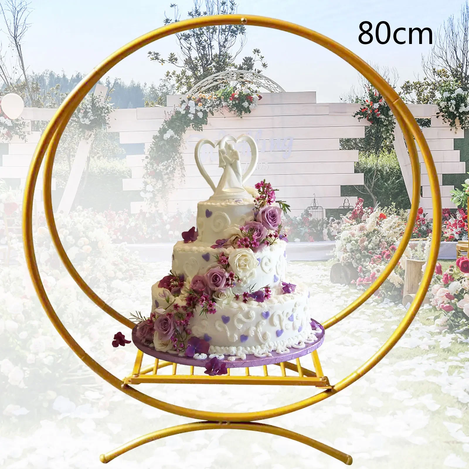 Round Metal Wedding Arch Gold Double Hoop Party Background  Flower Balloon Stand Decor Supplies for 60/80cm Wedding Decoration