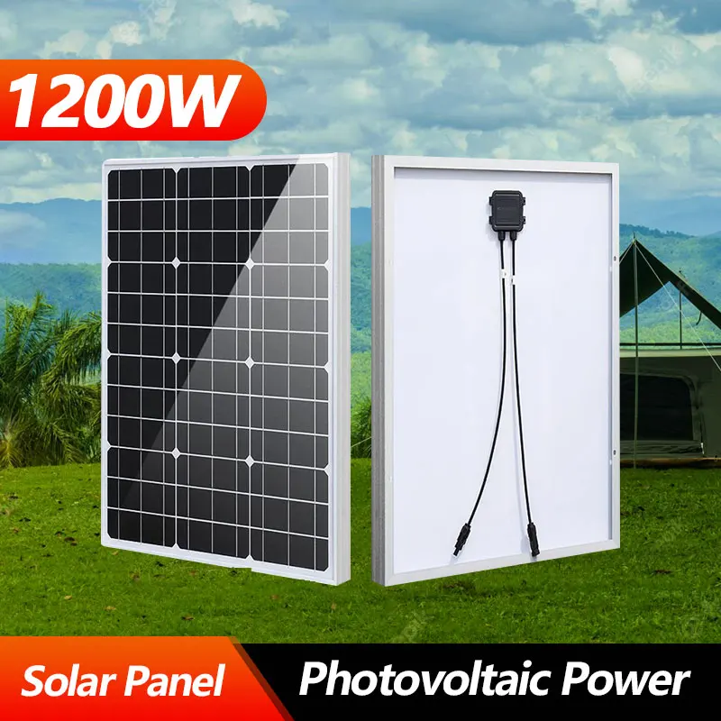 1200 W 18 V Glas-Solarpanel-Set mit Powerbank: hocheffiziente tragbare Stromversorgung für Zuhause und Camping