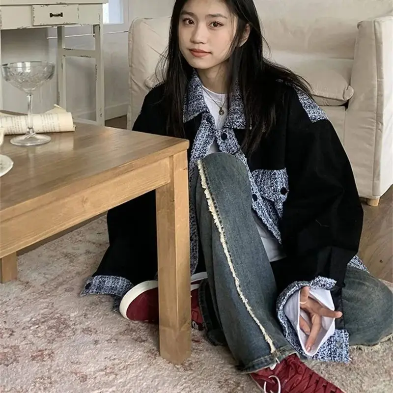 Kleine geur patchwork jas dames nieuwe losse China-chique cool niche-ontwerp kleur bijpassende revers jas top in de herfst van 2025