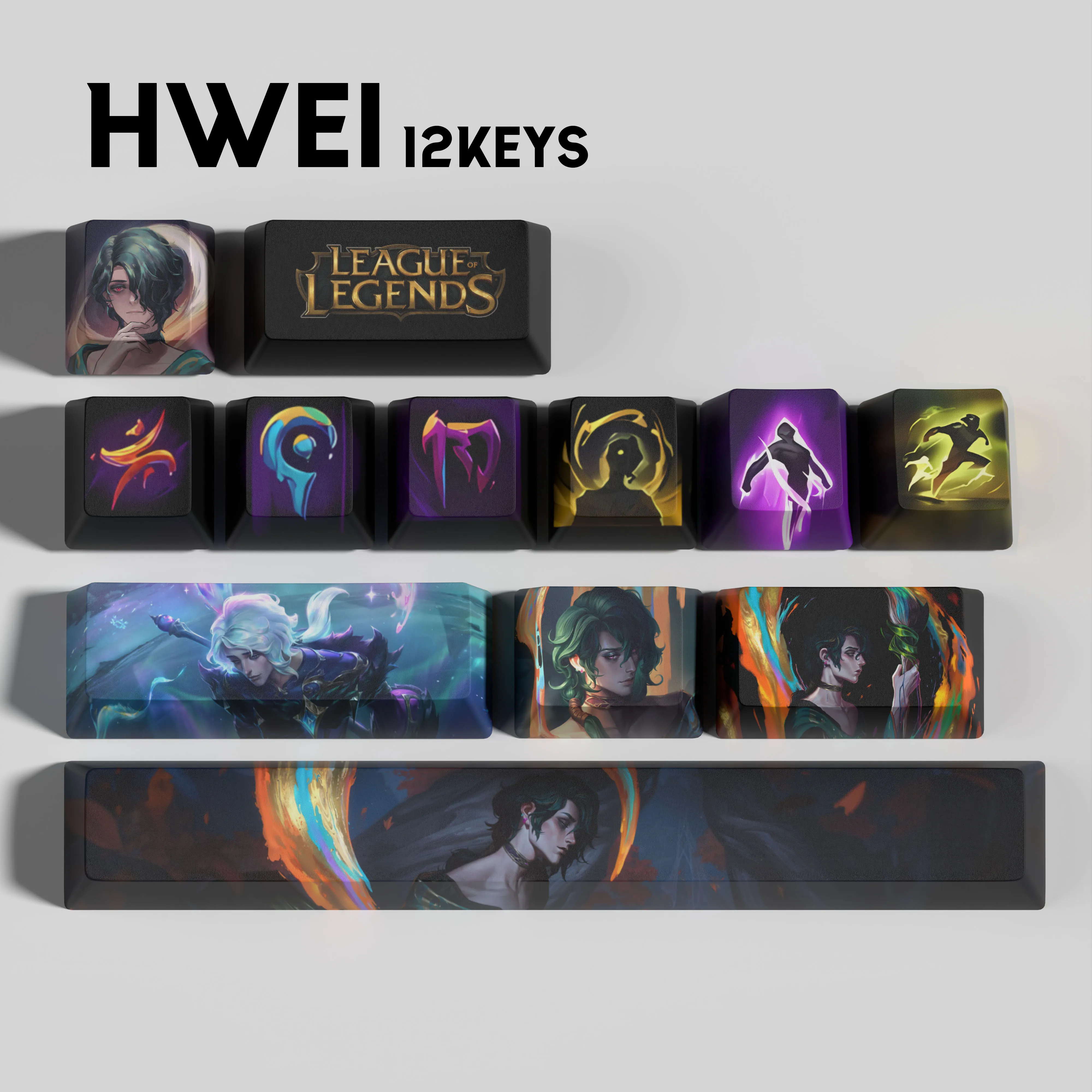 Hwei keycaps League of Legends keycaps  game keycaps OEM Profile 12keys PBT dye sub keycaps