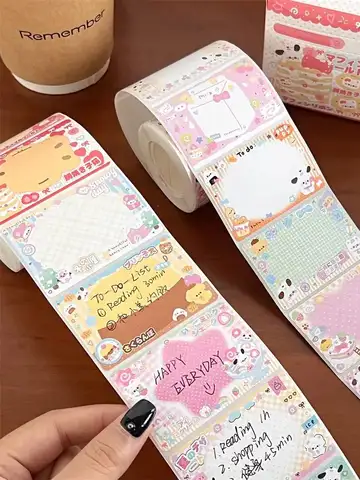 256 pcs/box Cartoon Cute Pull Out Convenience Sticker For Puppies Tearable Adhesive Sticker Student Roll Sticker Message Sticker
