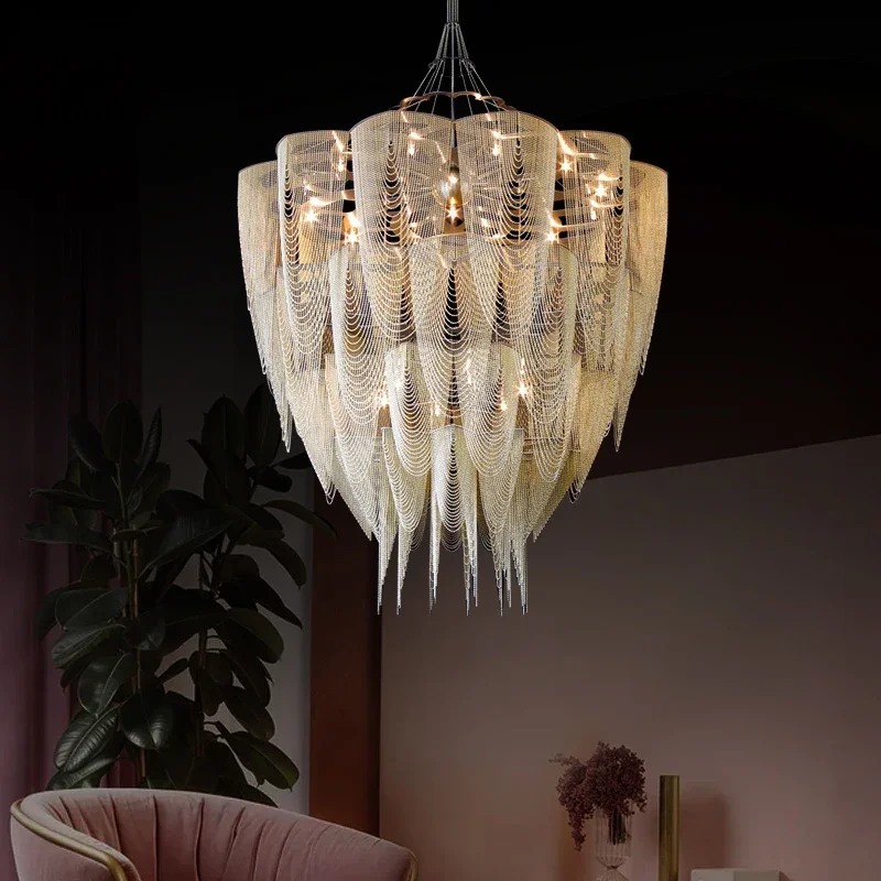 

2026 Guzhen Provider Big Long Living Room Staircase Pendant Light Extraordinary High Level Ceiling Lamp Entrance Hanging Light